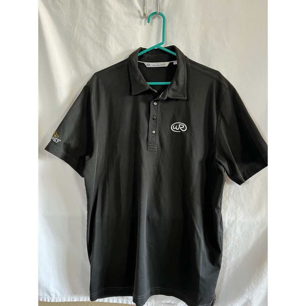 Travis Mathew‎ Polo Shirt Black Prestige77 Trilogy & WCrenshaw Embroidered XL
